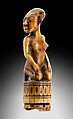 Staff Finial:Kneeling Female Figure With Turned Head, Master of Makaya-Vista, Ivory, Kongo peoples; Woyo group